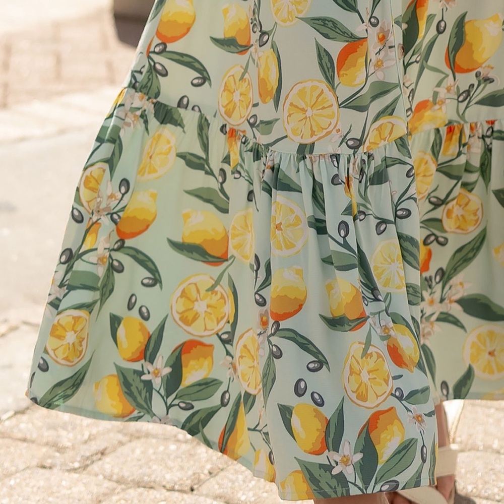 NWT Kittenish Lemon Print Maxi Dress - Picture 5 of 12